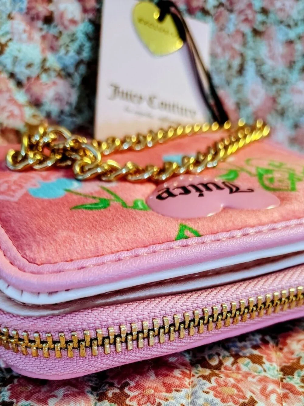 Juicy Couture Exclusive pink cherry blossom wallet Wristlet NWT